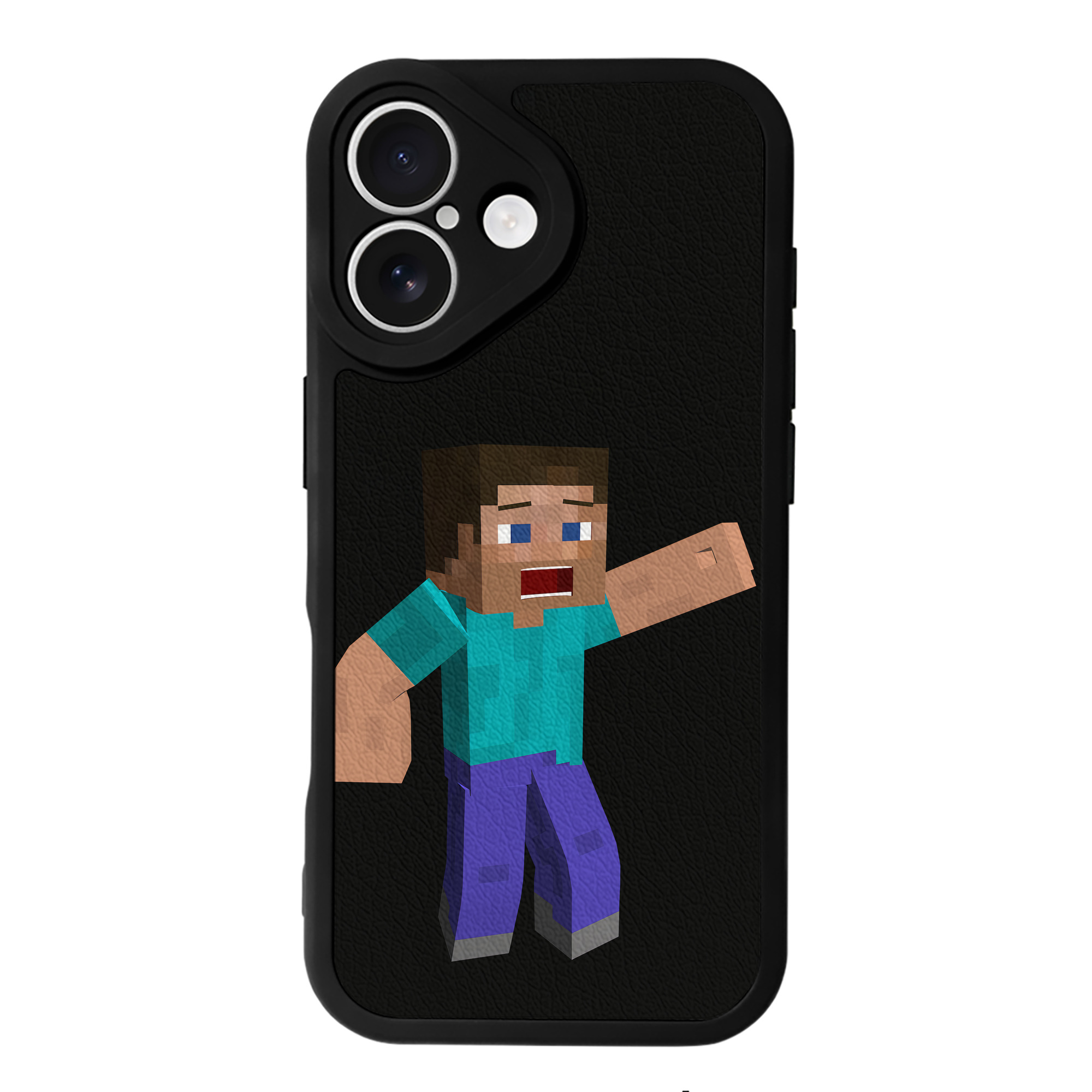 （画像用） マインクラフト ブロックの世界 Minecraft MC Block world 【iPhone 16シリーズ対応】シリコンスマホケース（レザー調） 材質：シリコン